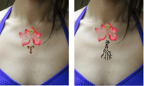 Chinese Lotus tattoo, Chest tattoo, NganFineArt.com