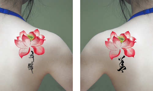Chinese Lotus tattoo, Shoulder tattoo, NganFineArt.com